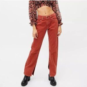 BDG Split Hem Jeans Burnt Orange Retro Bohemian 70s 90s Festival Hippie Size 26